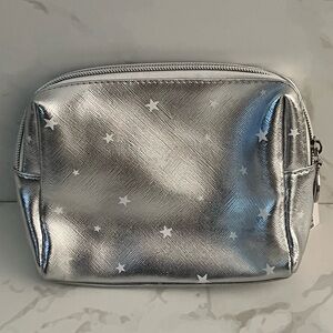 NWT Metallic Silver & Stars Cosmetic Pouch